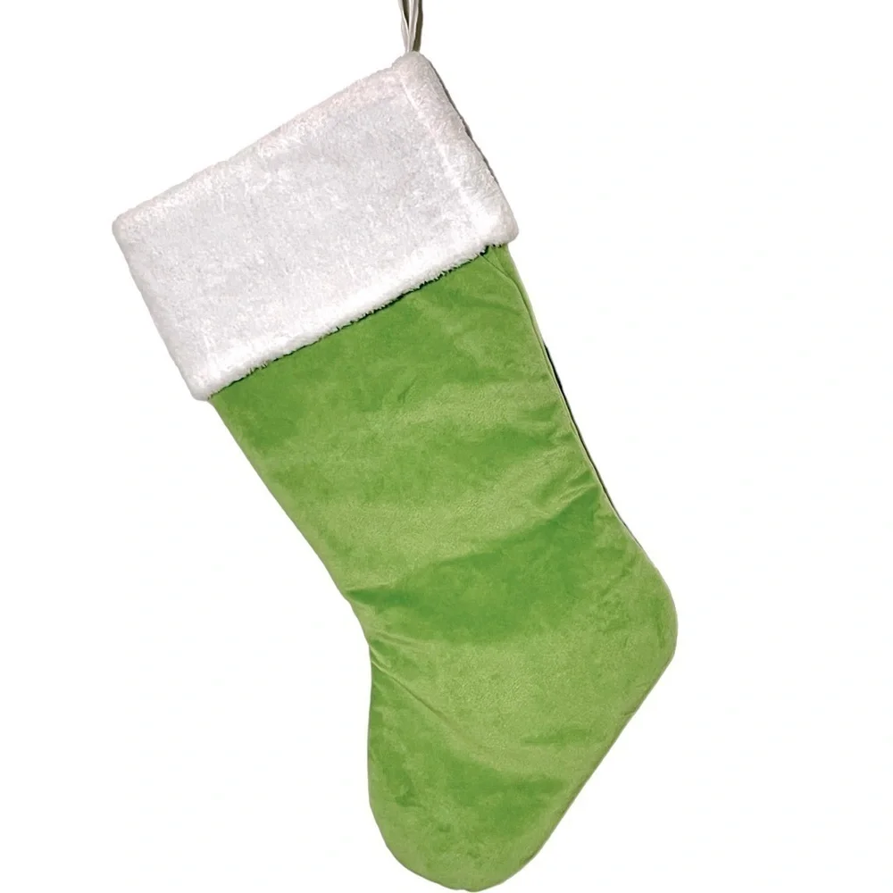 Holiday Time Embroidered Dreaming of a Wine Christmas Stocking Green/White